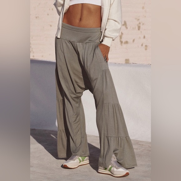Free People Pants - Free People Stay Low Harem Pants in Greyed Olive